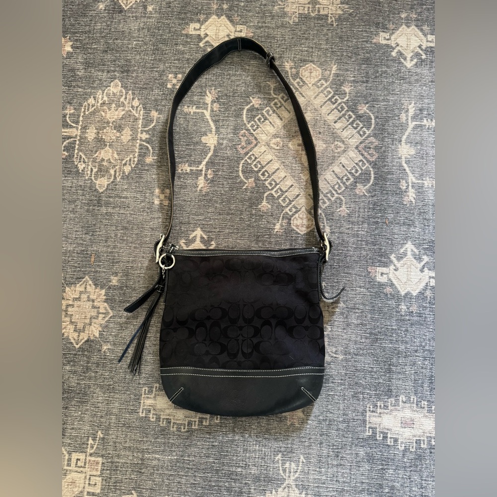 Coach Signature Canvas Slim Shoulder/Crossbody Bag (Style #9362).